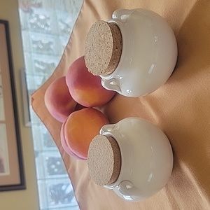 Two super cute small jugs with cork lids
